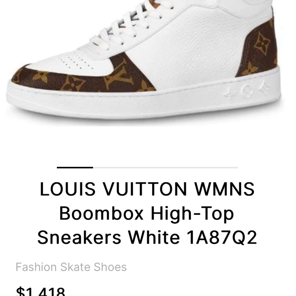 Women’s Louis Vuitton Boombox white leather high top sneakers